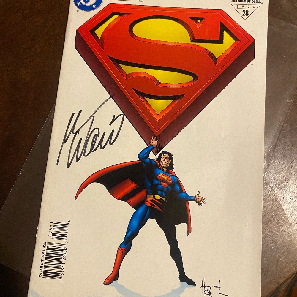 Vintage 1996 DC Comics Superman Man of steel comic signed by writer Mark Waid